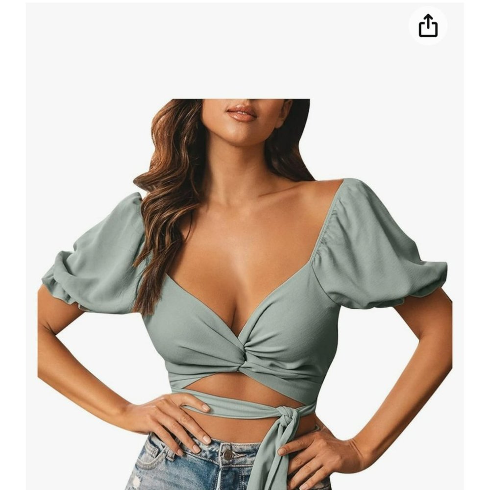 Yaneth Alatorre Tie Waist Crop Top Size Medium